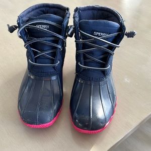 Sperry Port Duck Boot, Little Girls Size 13M, Navy, very gently used!